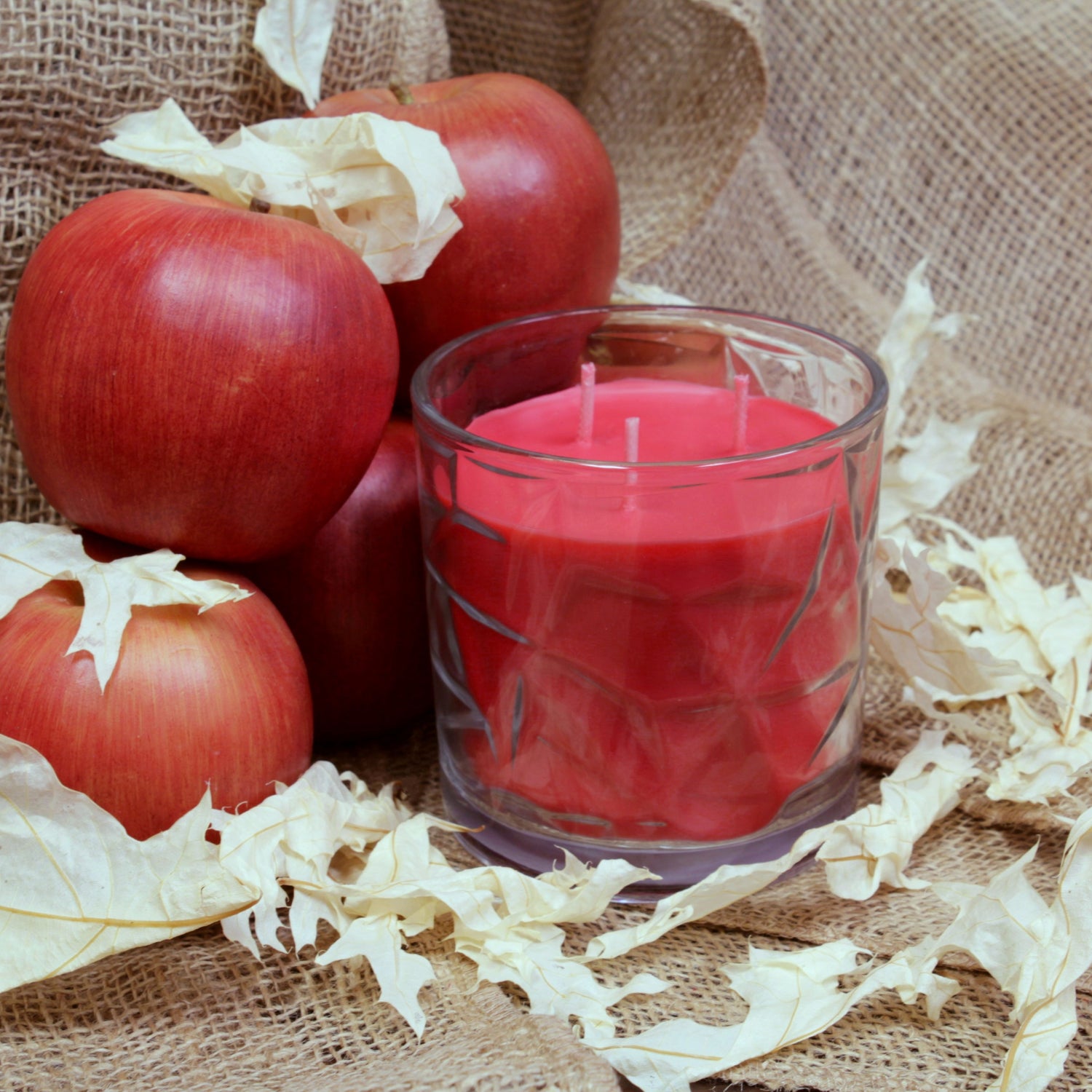 Gala Apple 3 Wick Clear Glass Scented Candle