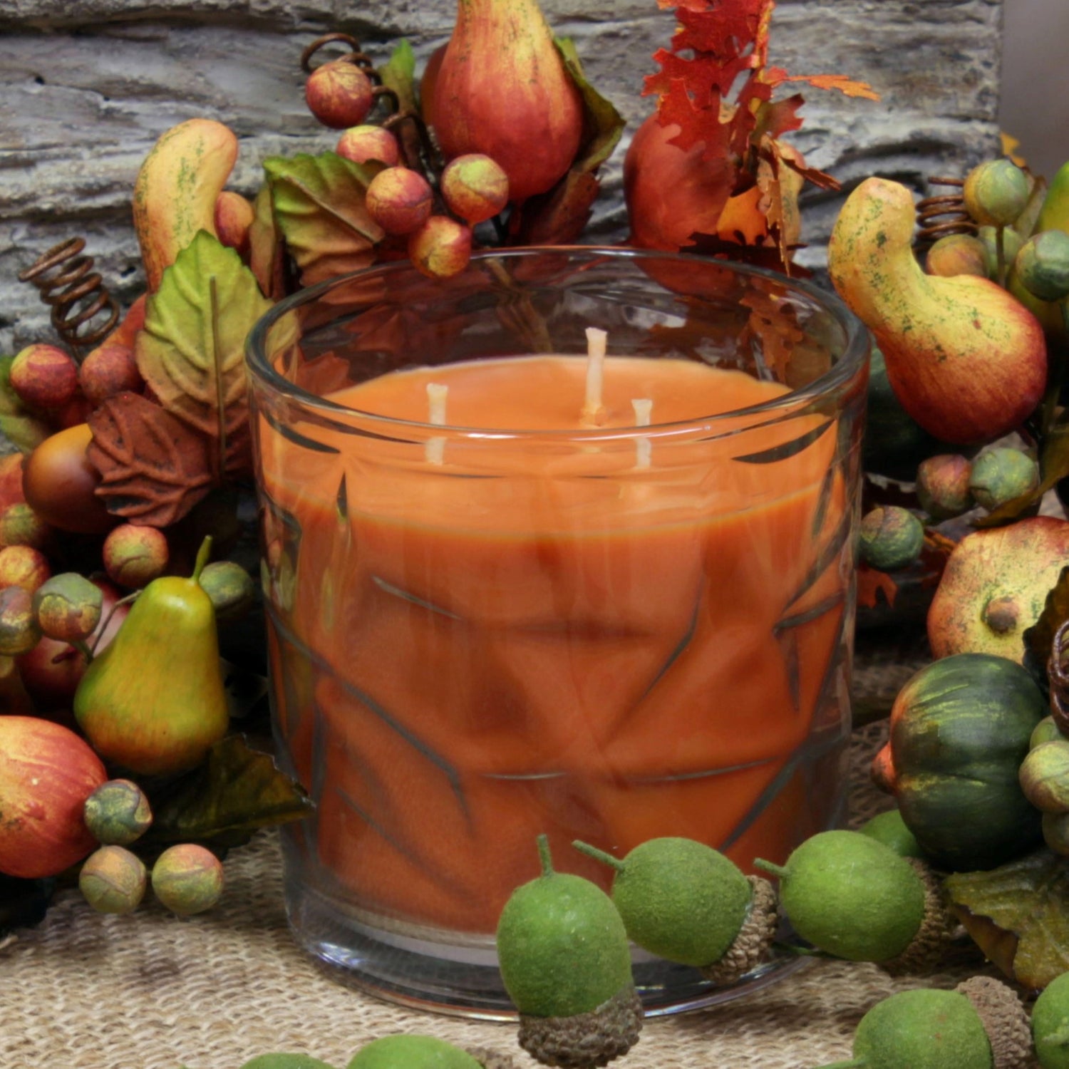 Harvest Gathering 3 Wick Clear Glass Scented Candle