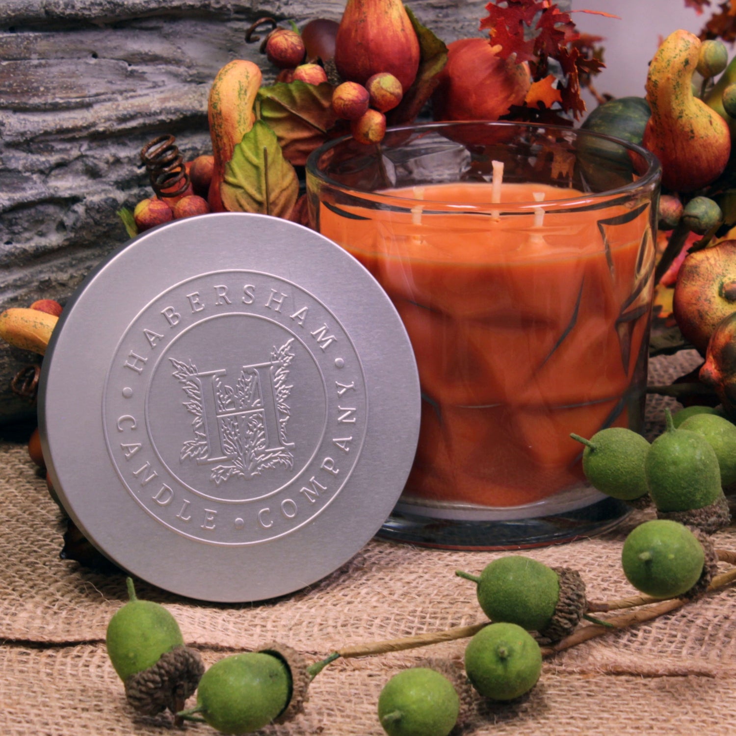 Harvest Gathering 3 Wick Clear Glass Scented Candle