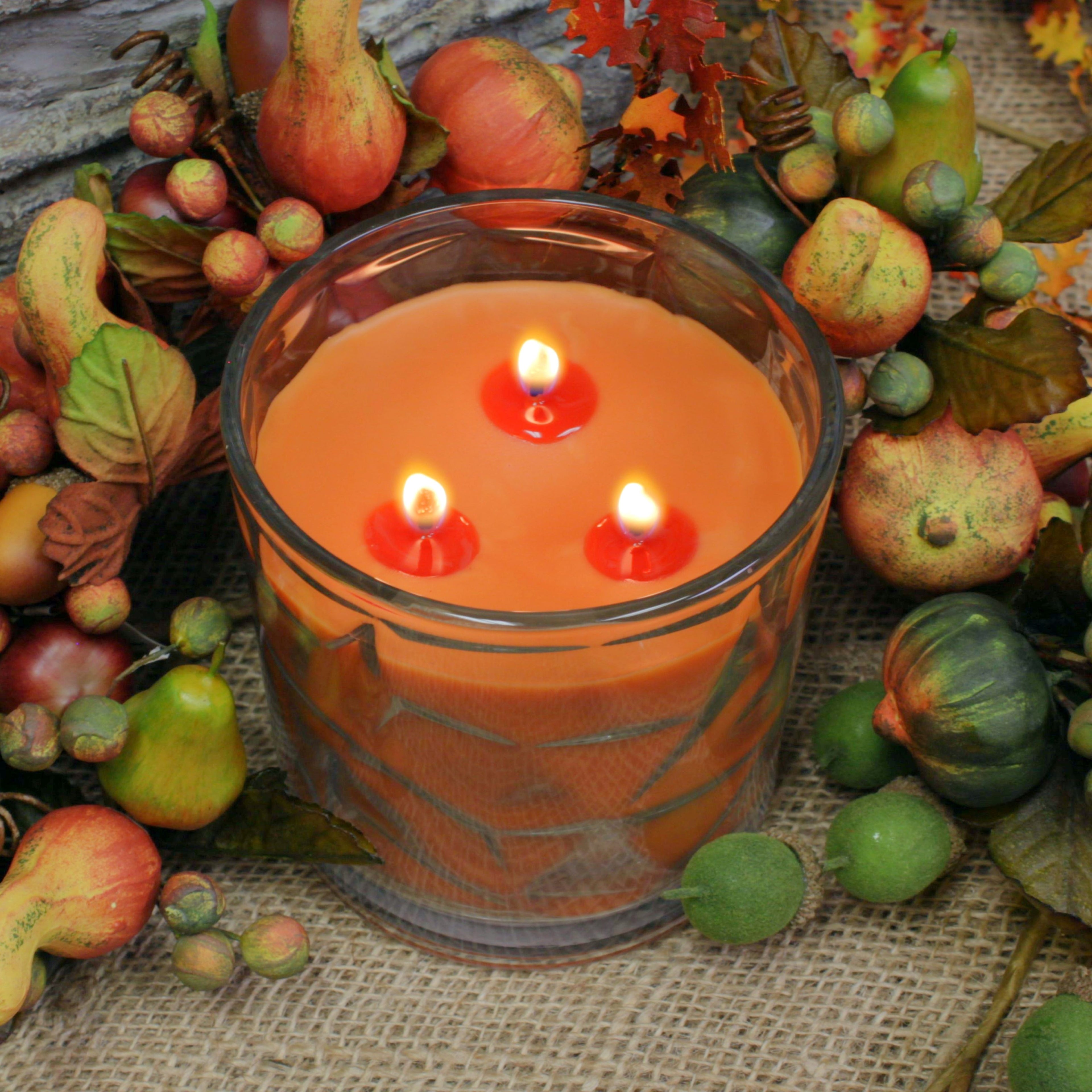 Harvest Gathering 3 Wick Clear Glass Scented Candle