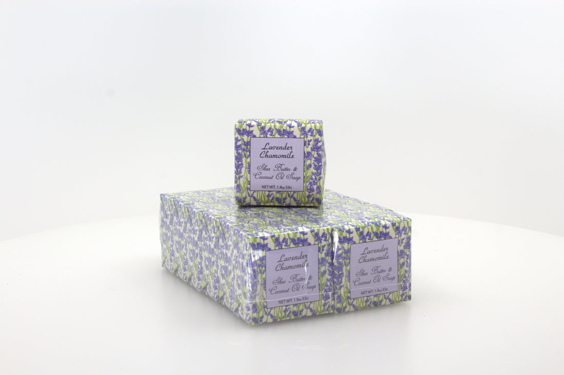 Lavender Chamomile Soap with Shea Butter &amp; Coconut Oil - 1.9 oz. -- 12 Pack Individually Wrapped Bars