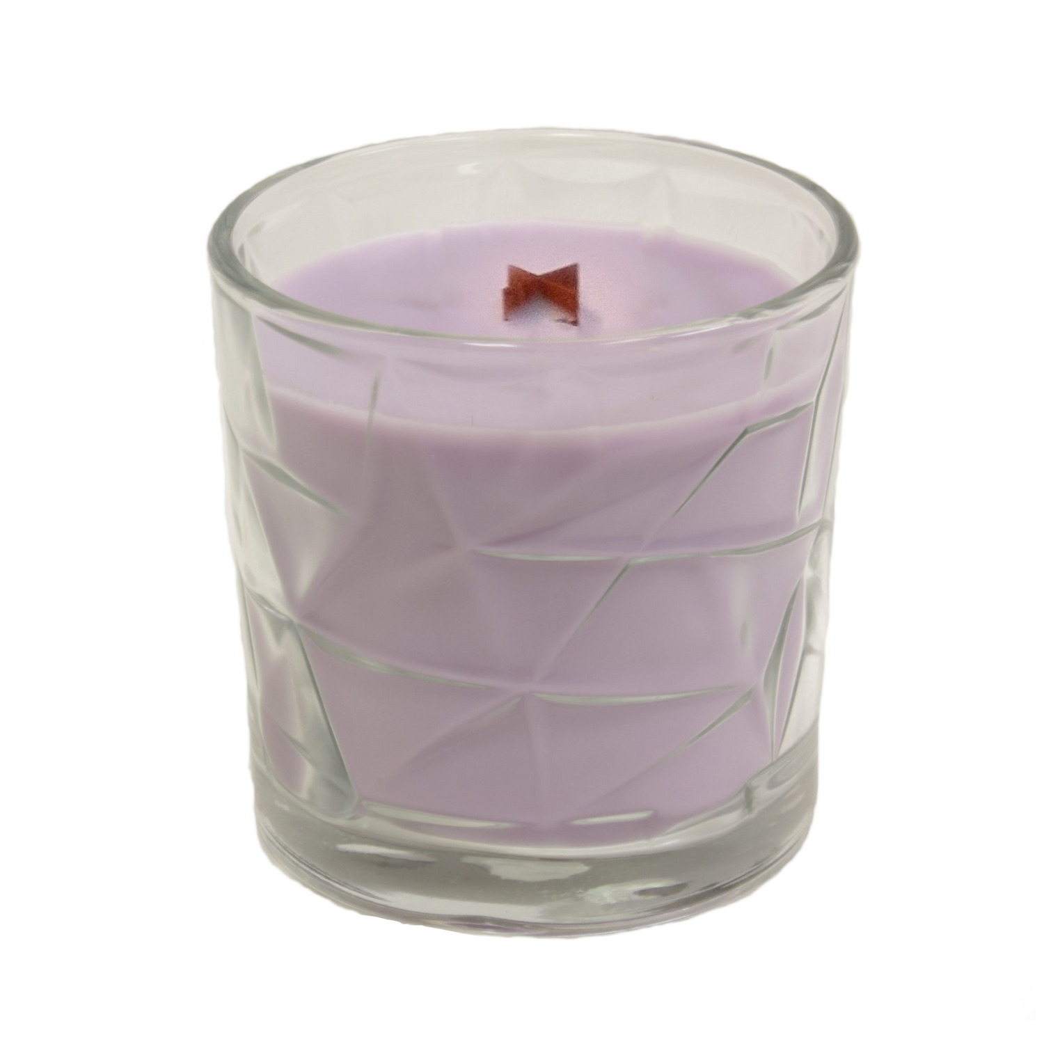 Lavender Citrus Wooden Cross Wick Clear Glass Scented Candle