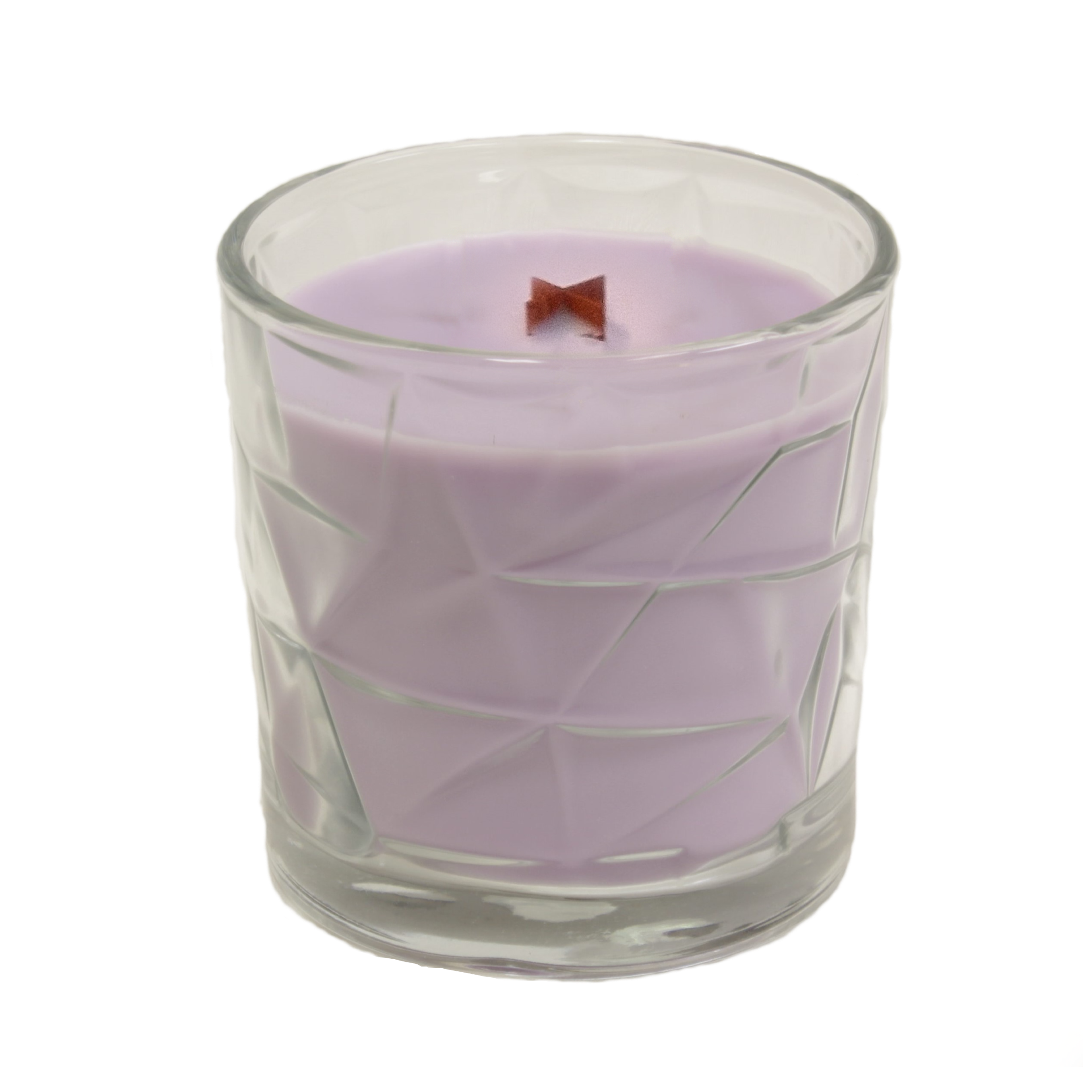 Lavender Citrus Wooden Cross Wick Clear Glass Scented Candle