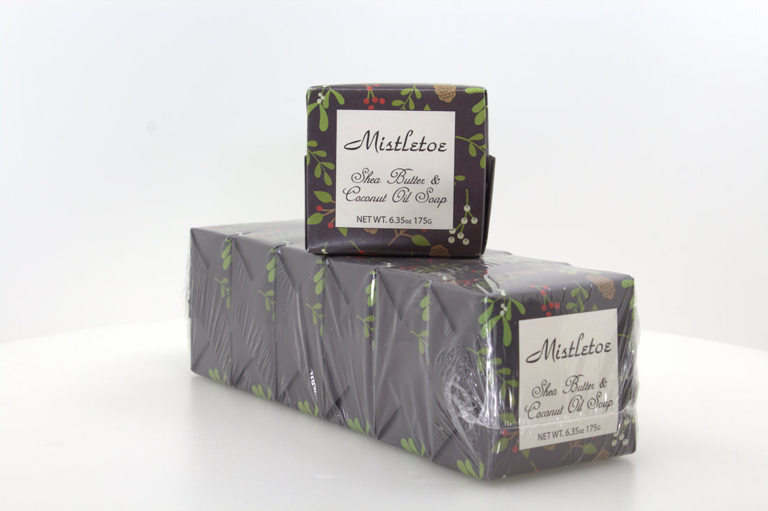 Mistletoe Soap with Shea Butter &amp; Coconut Oil  - 6 Individually Wrapped Bars