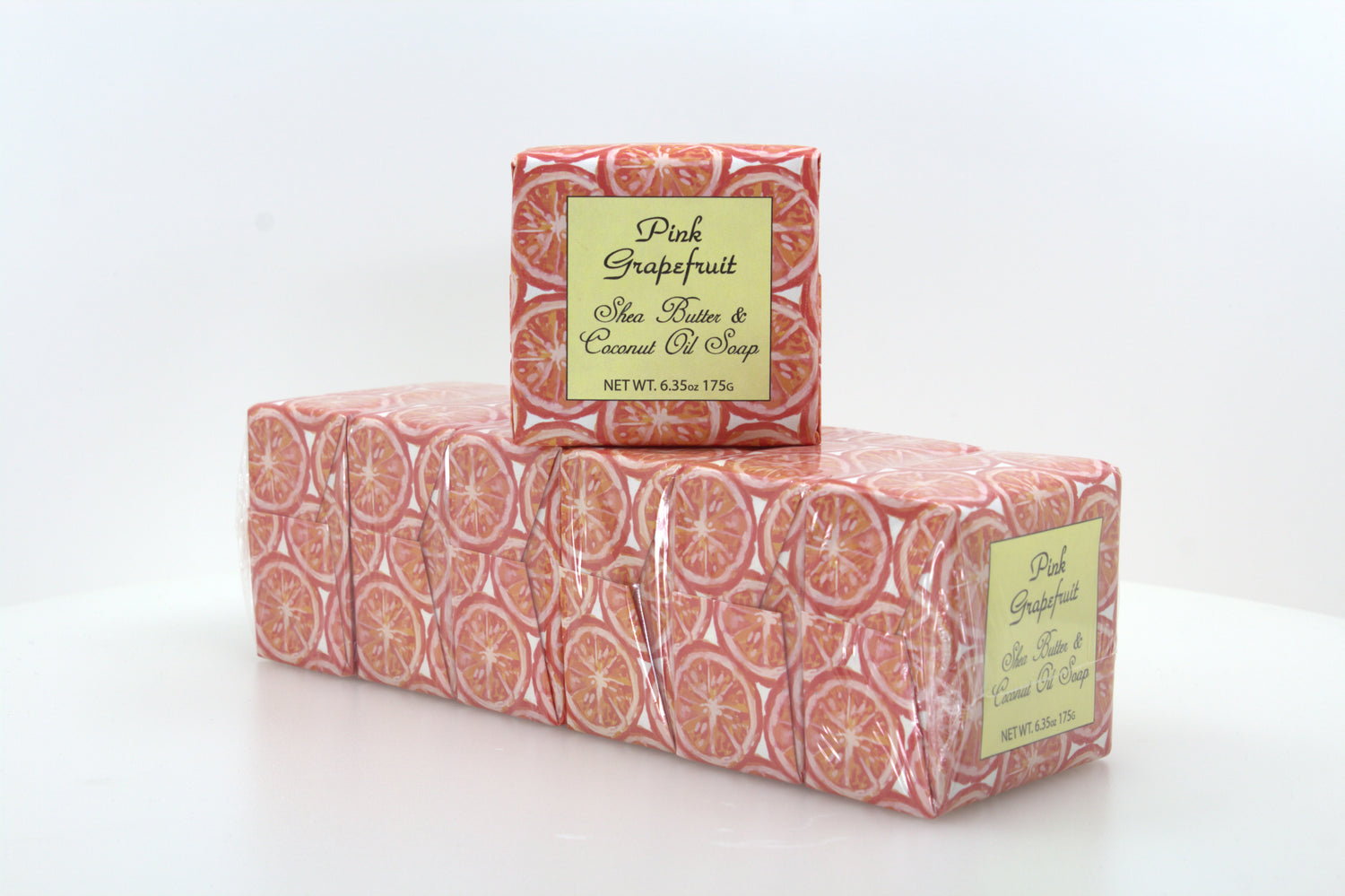 Pink Grapefruit Soap with Shea Butter &amp; Coconut Oil - 6.35 oz. -  6 Pack Individually Wrapped Bars