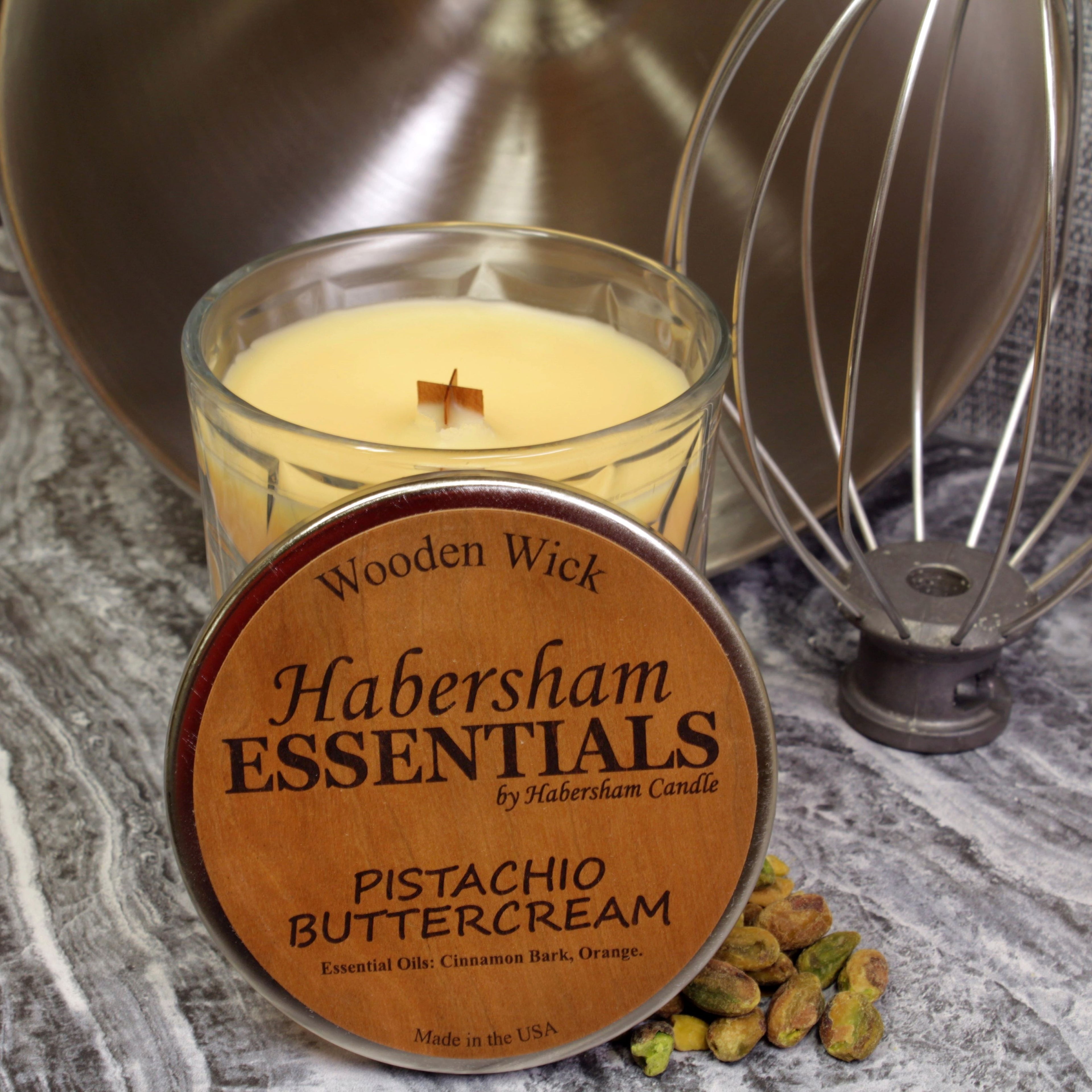 Pistachio Buttercream Wooden Cross Wick Clear Glass Scented Candle