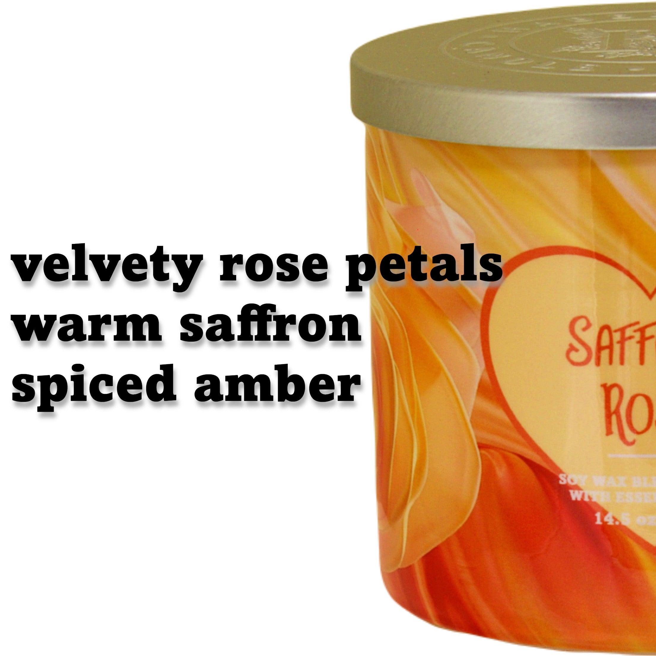 Saffron Rose Heart 3 Wick Scented Candle