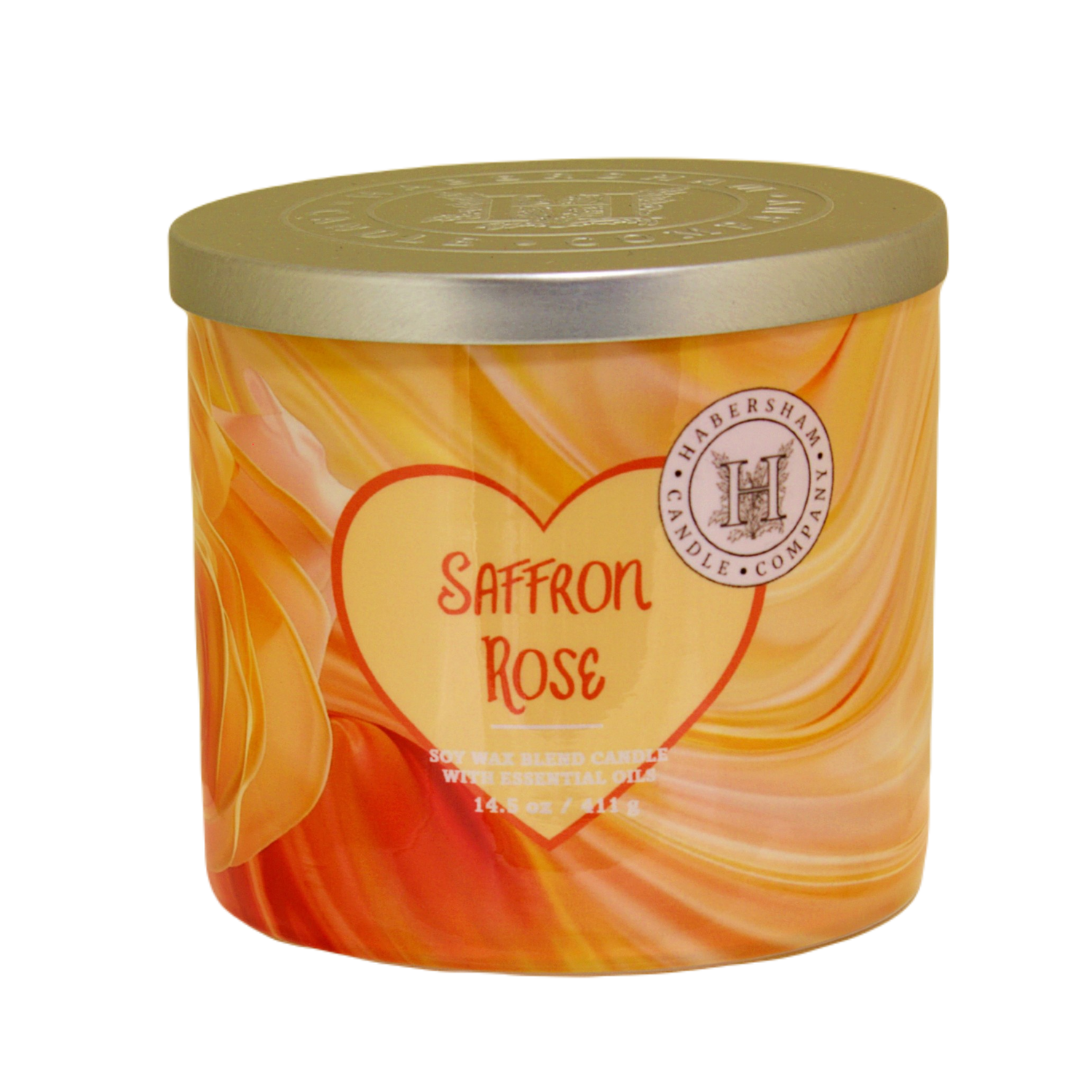 Saffron Rose Heart 3 Wick Scented Candle