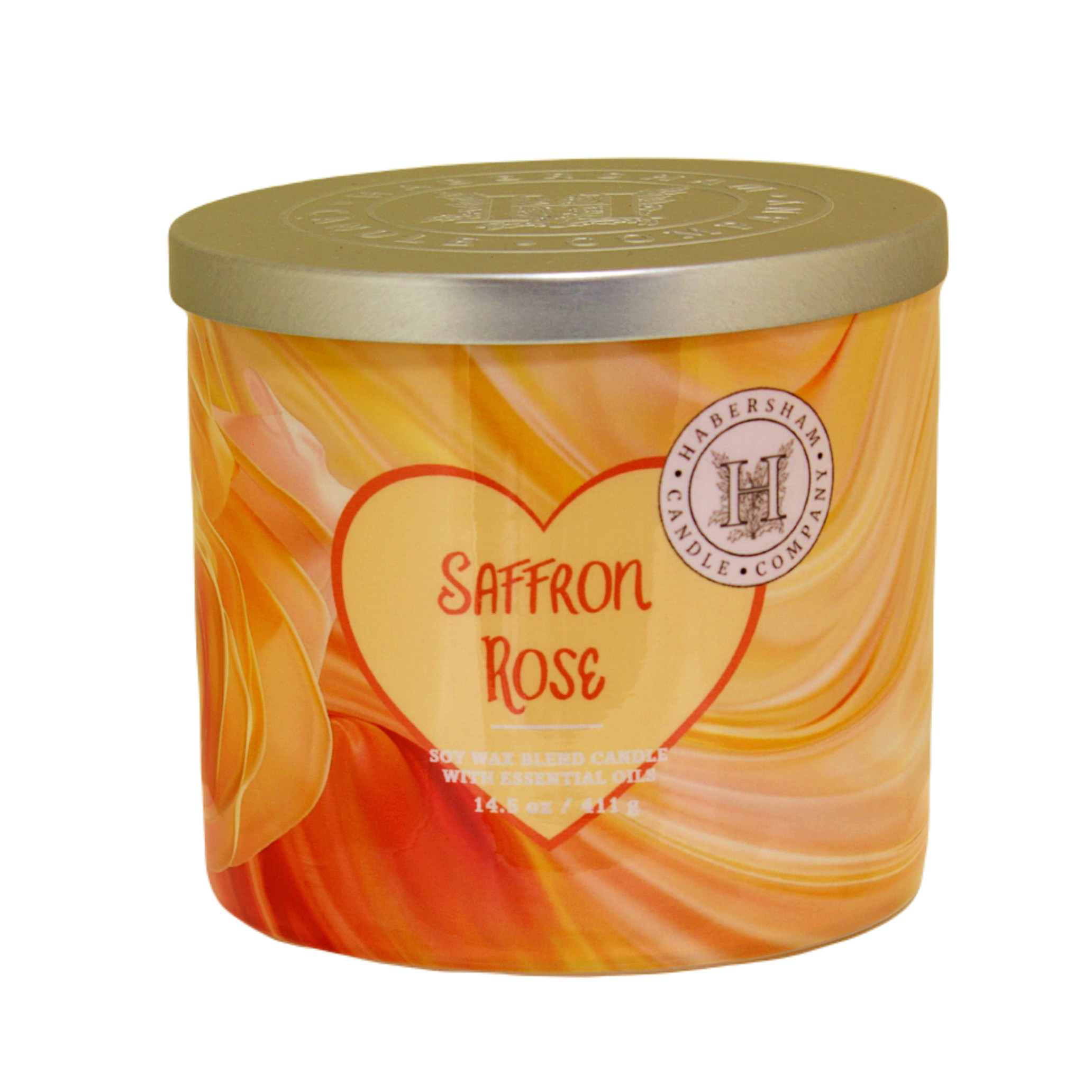 Saffron Rose Heart 3 Wick Scented Candle