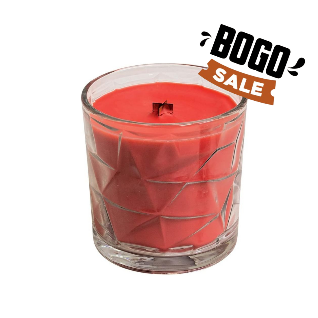 Sweet Melon &amp; Berries Wooden Cross Wick Clear Glass Scented Candle