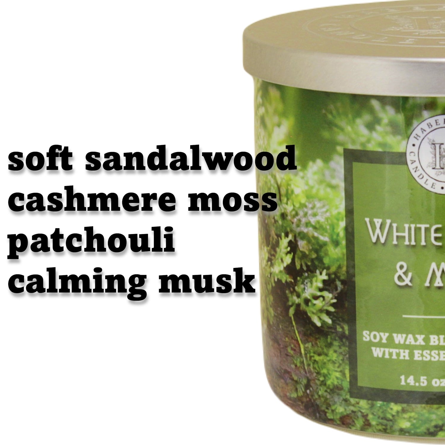 White Musk &amp; Moss 3 Wick Scented Candle