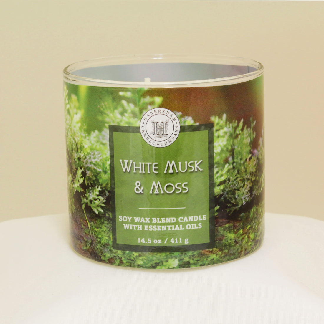 White Musk &amp; Moss 3 Wick Scented Candle