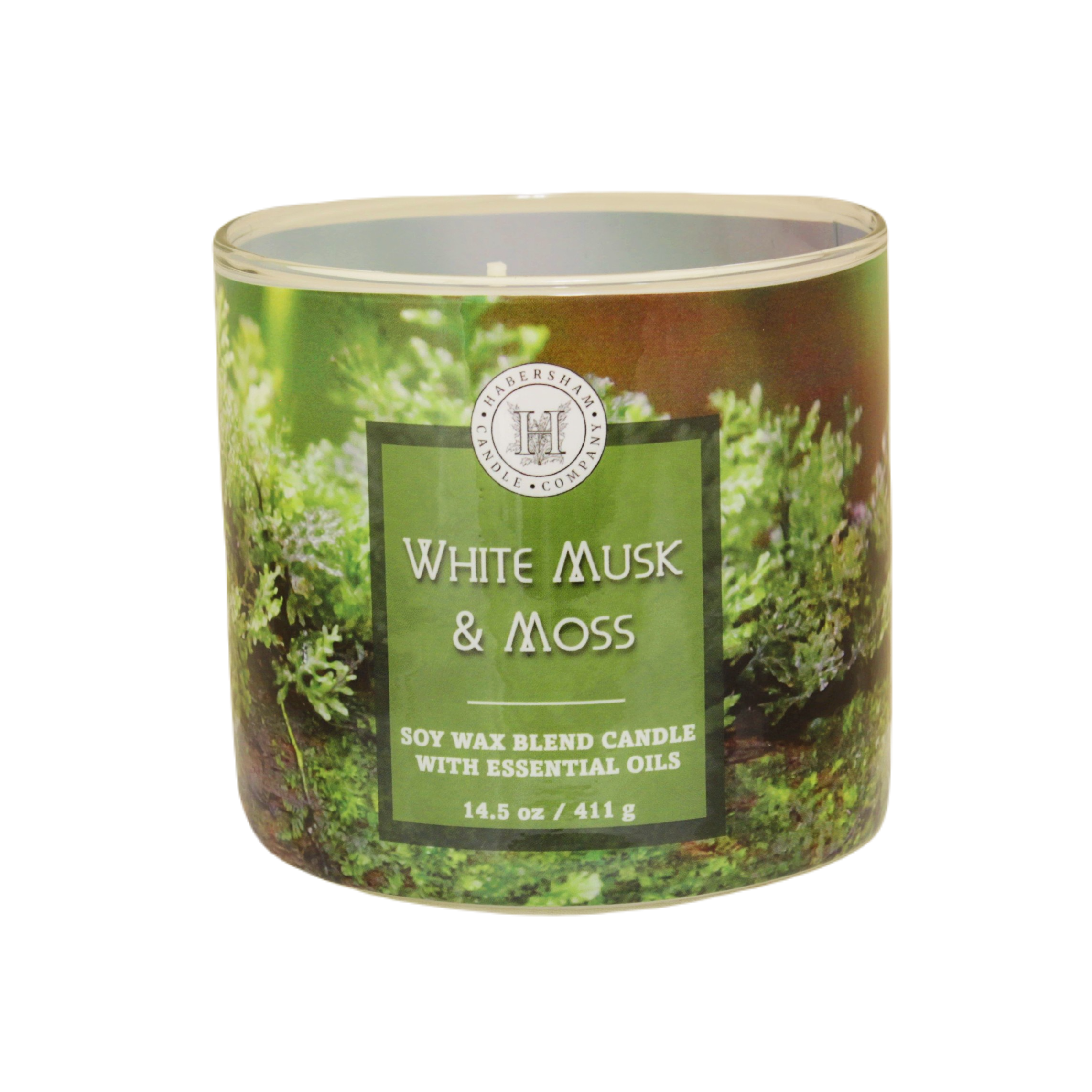 White Musk &amp; Moss 3 Wick Scented Candle