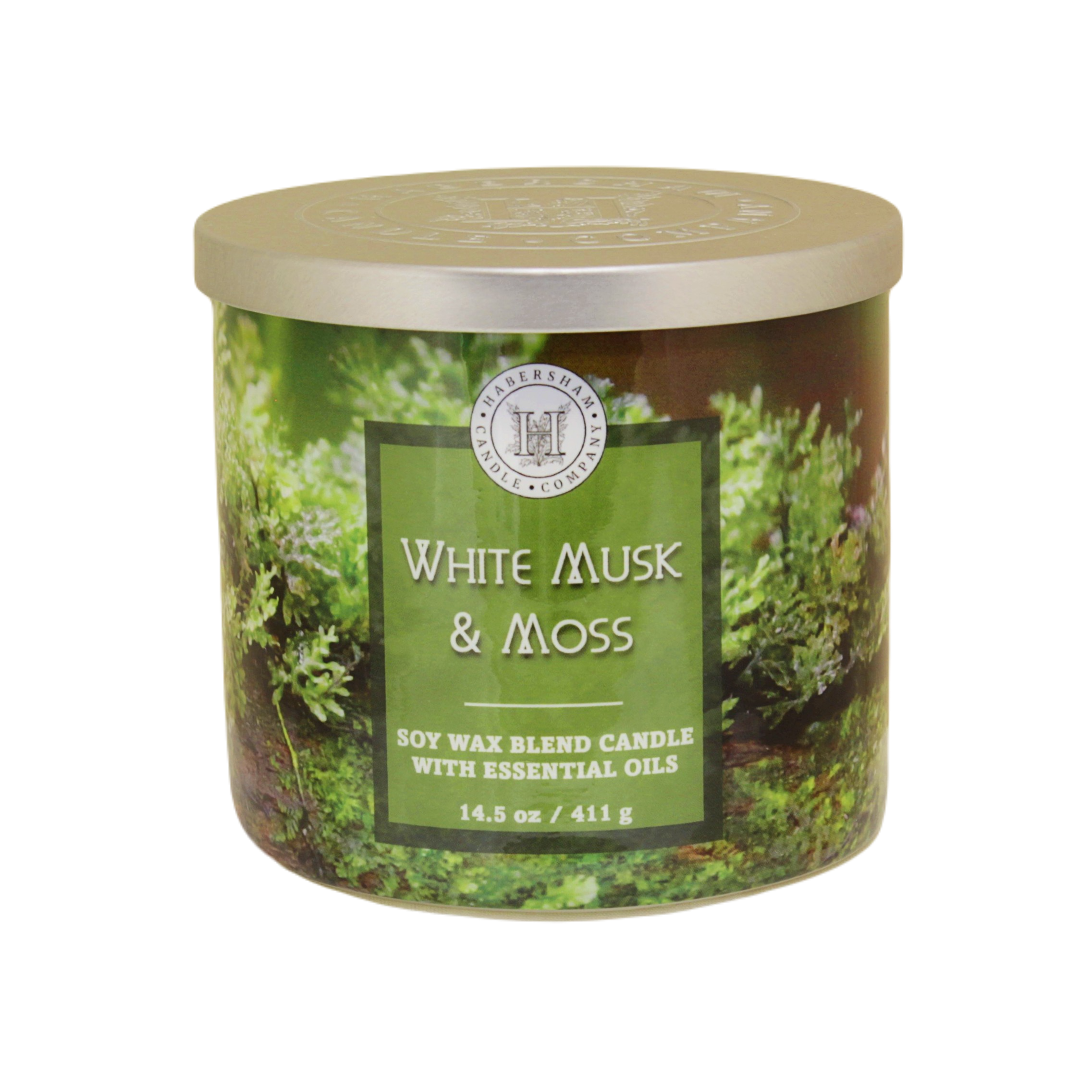 White Musk &amp; Moss 3 Wick Scented Candle