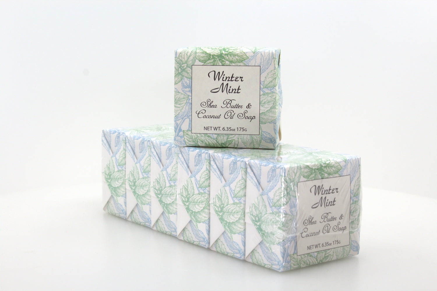 Winter Mint Soap with Shea Butter &amp; Coconut Oil - 6.35 oz. - 6 Pack Individually Wrapped Bars