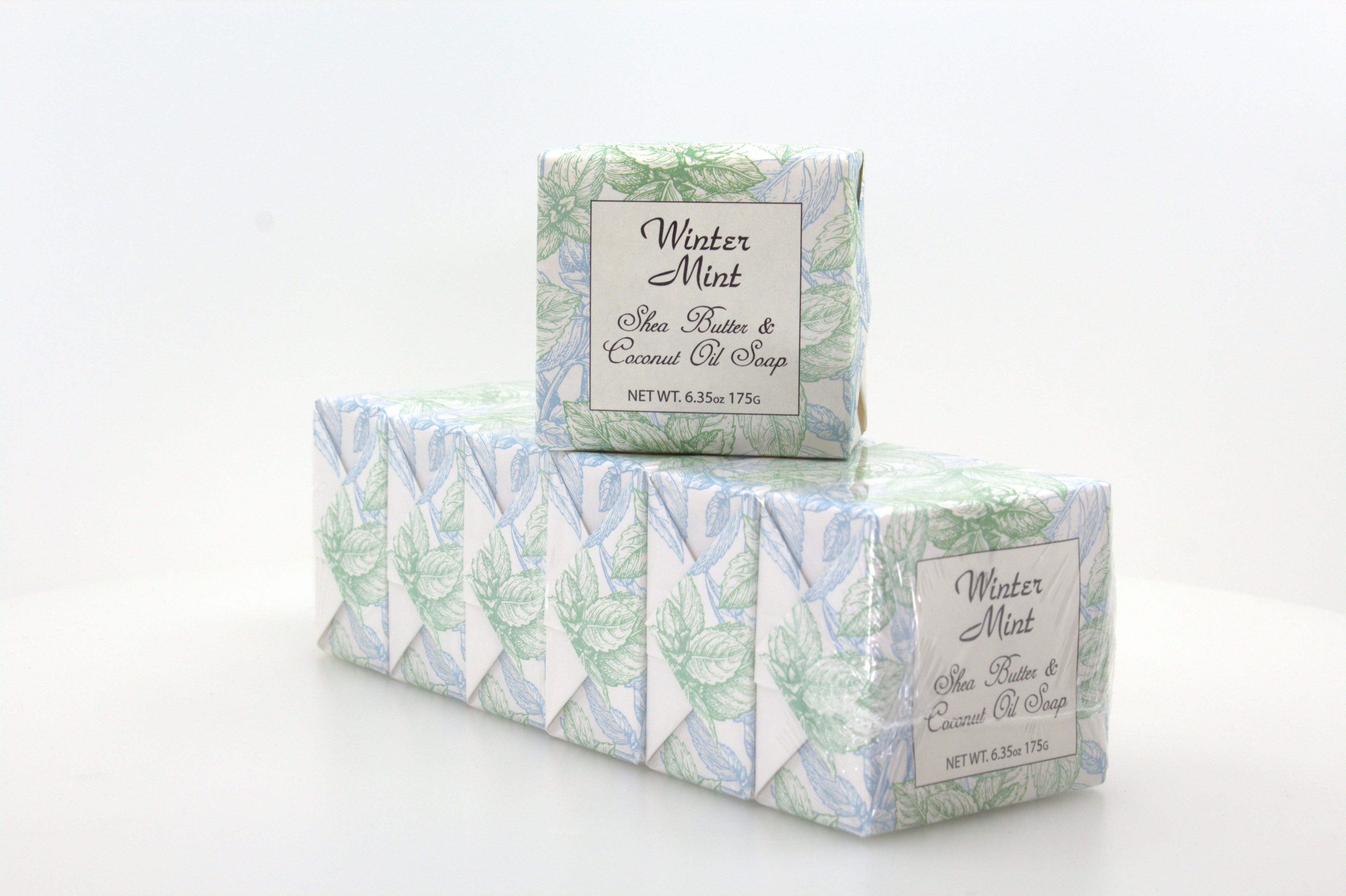 Winter Mint Soap with Shea Butter &amp; Coconut Oil - 6.35 oz. - 6 Pack Individually Wrapped Bars