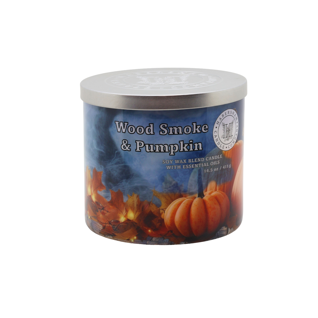 Wood Smoke &amp; Pumpkin 3 Wick Scented Candle