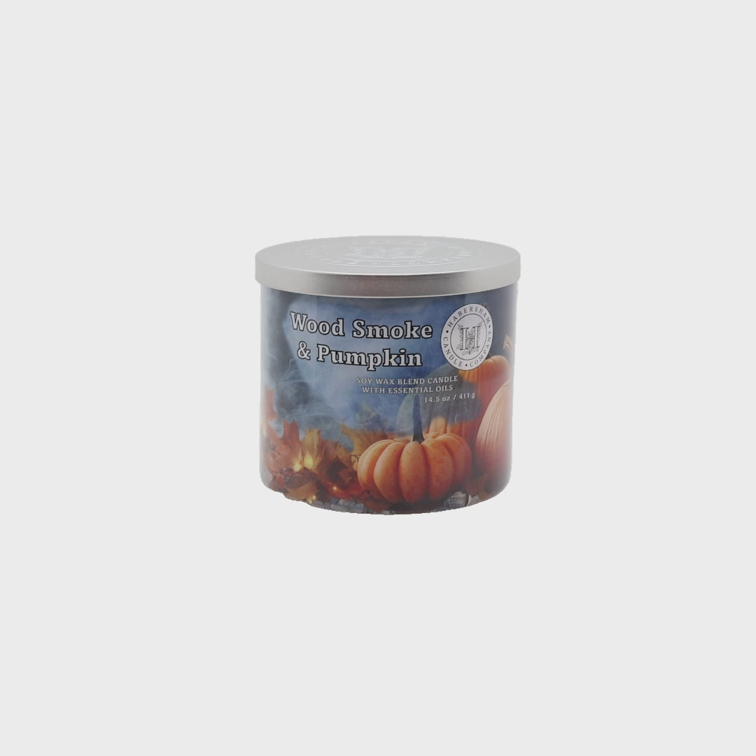 Wood Smoke &amp; Pumpkin 3 Wick Scented Candle